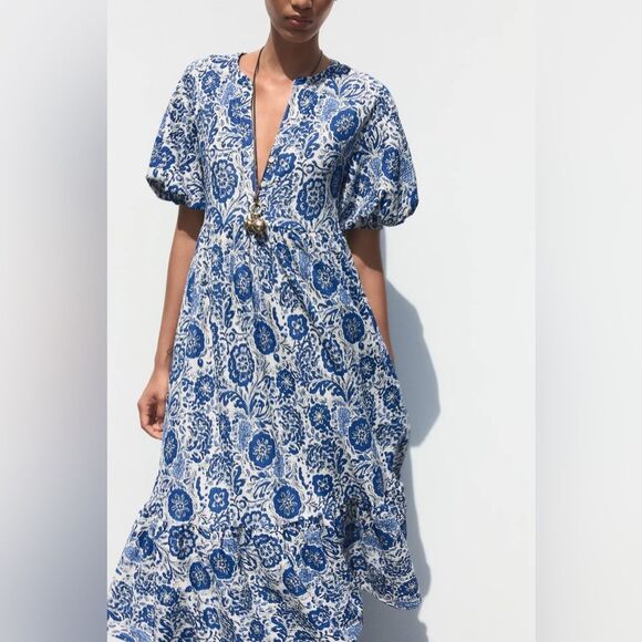 ZARA PRINTED MIDI DRESS - Picture 5 of 8